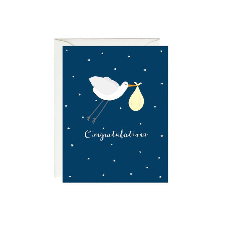 Paula & Waffle - Wholesale Baby Card - Stork Baby Card