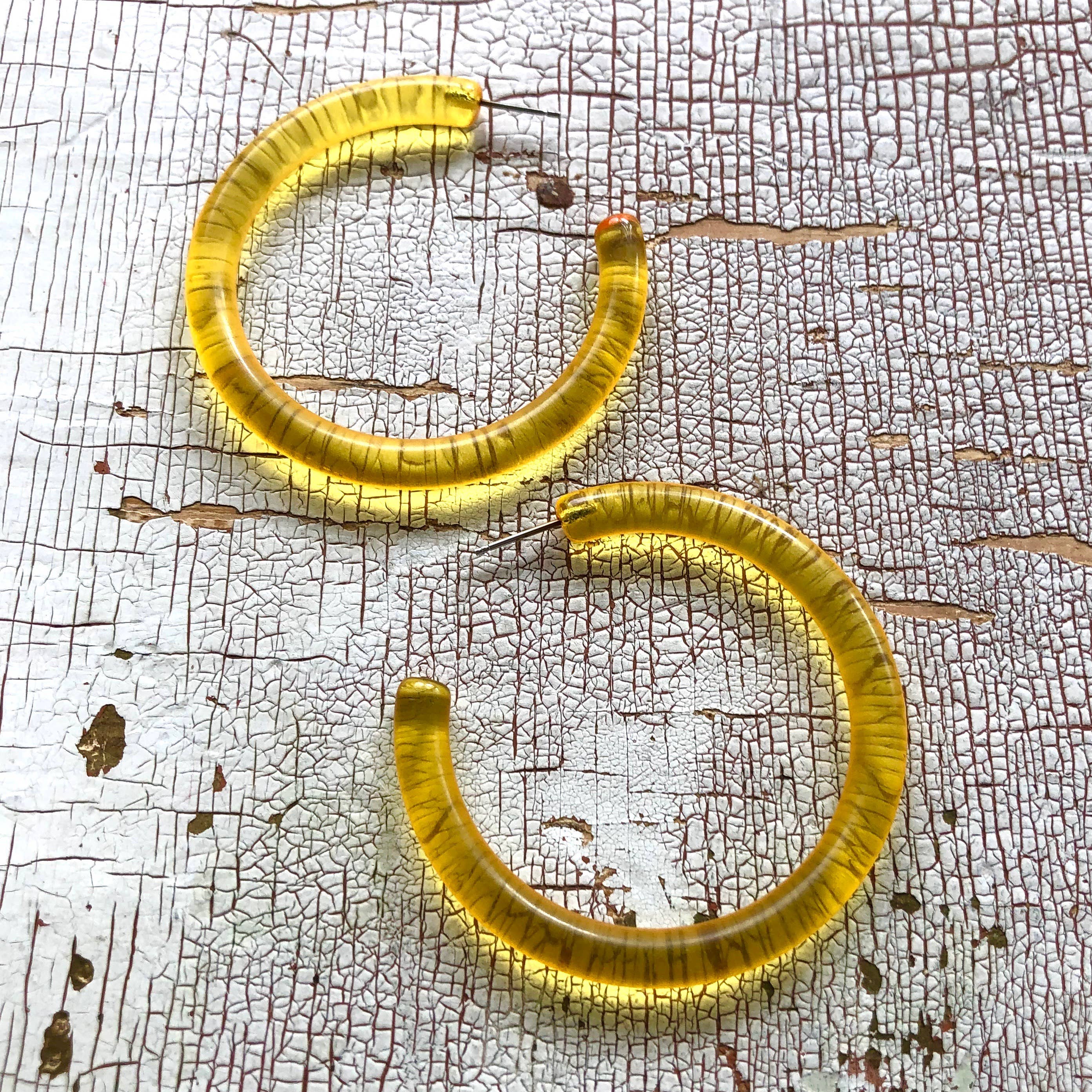 Leetie Lovendale - Wholesale Hoop Earrings - Yellow Lucite Extra Large Jelly Tube Hoop Earrings - 2 inch6