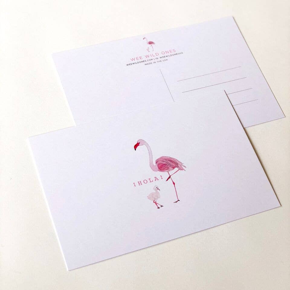 Wee Wild Ones - Wholesale Postcard Set - Flamingo Pair Postcard Pack - White1