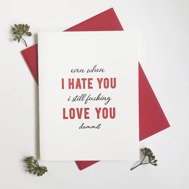 Steel Petal Press - Wholesale Love Card - Hate You, Love You - Love, Friendship and Valentine Anniversary Card0