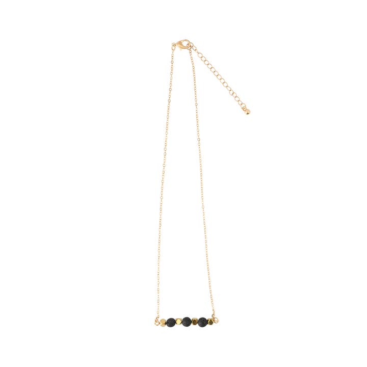 Zengo Gold + Lava Beads Bar Necklace for wholesale by BOPS WHOLESALE