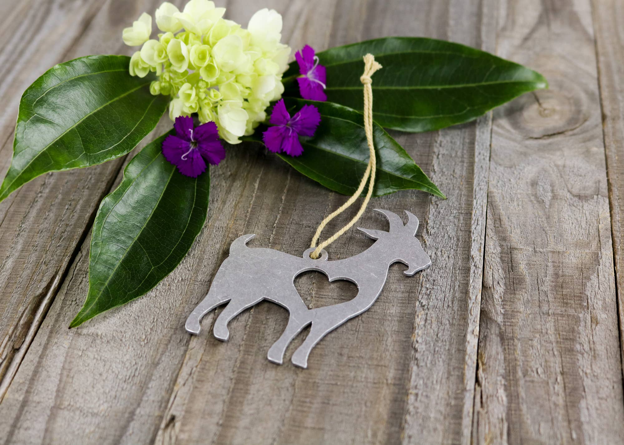 Iron Maid Art - Vente Objets de décoration - Ornement de Noël en métal animal de chèvre6