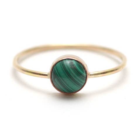 Green Striped Malachite Gemstone Gumdrop Ring for wholesale by Favor Jewelry