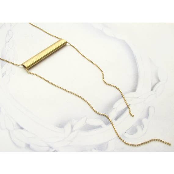 Gold Tube Tassel Necklace for wholesale by SORA DESIGNS