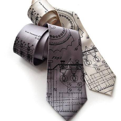 Enigma Machine Necktie, Cryptographic Patent Drawing Tie for wholesale by Cyberoptix Tie Lab