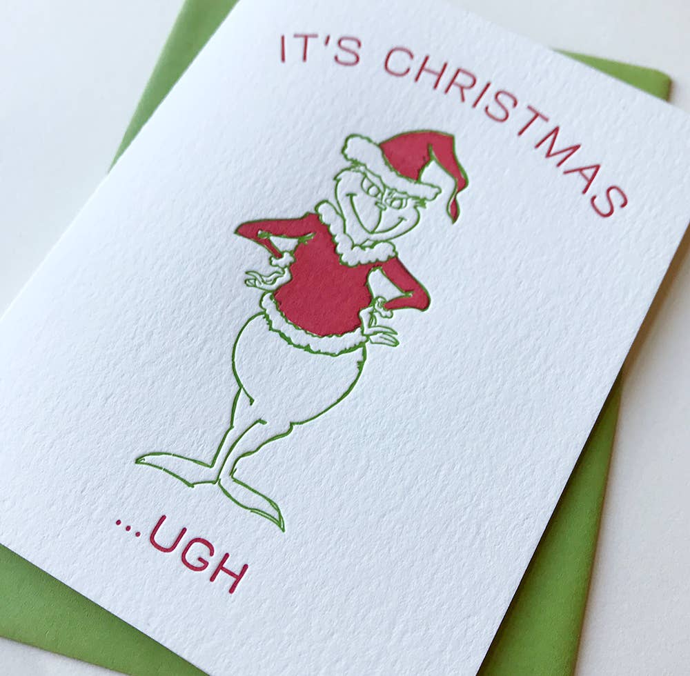Steel Petal Press - Venta al por mayor Tarjetas de Navidad - Tarjeta navideña de letterpress de cultura pop - Grinch Navidad2