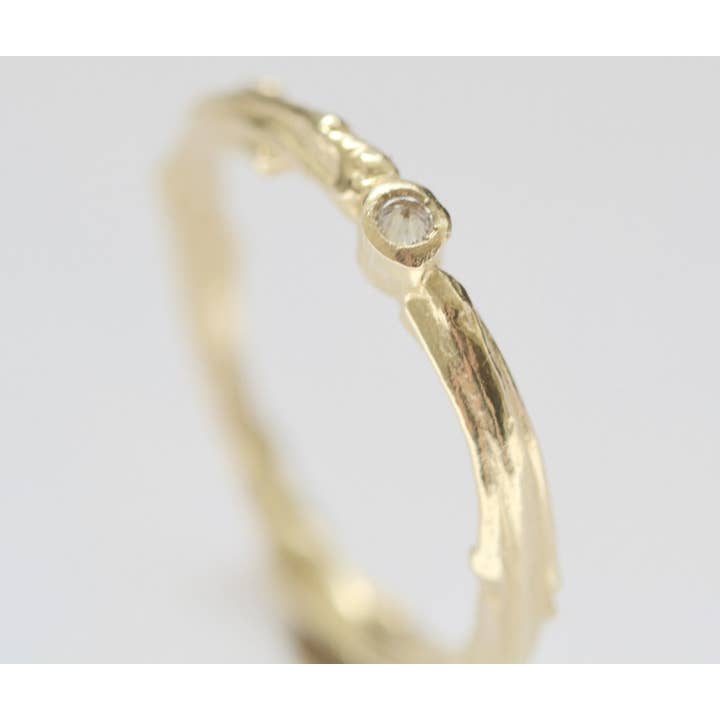 14k Yellow Gold Twig Solitaire - White Diamond for wholesale by MezzeJewelry