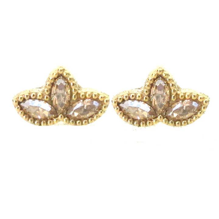 Gold over sterling Lotus Blossom Studs with Swarovski  for wholesale by Jessica Elliot Jewelry