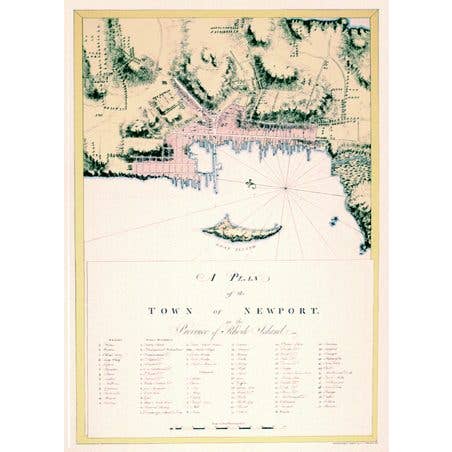 Newport, Rhode Island 1776 - Plan de la ville coloniale pour la vente par Historic Urban Plans, Inc.