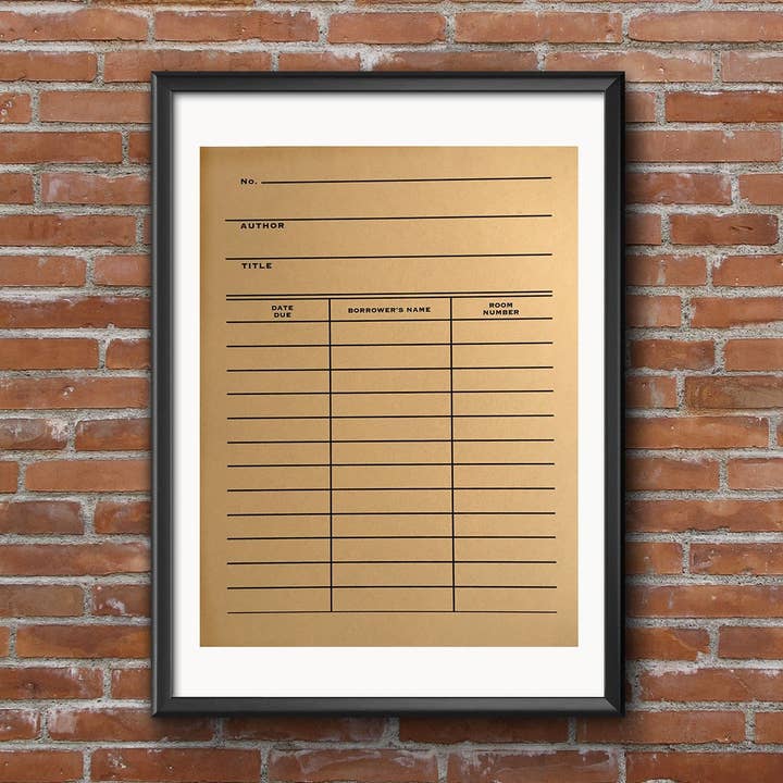 Library Date Due Date Card Poster, Book Print for wholesale by Cyberoptix Tie Lab