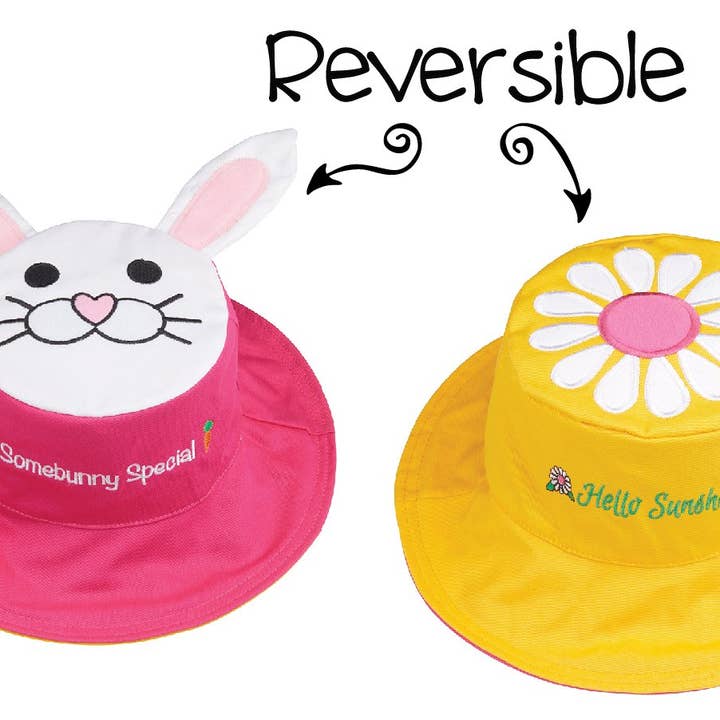 Kids UPF50+ Sun Hat - Bunny/Daisy for wholesale by FlapJackKids