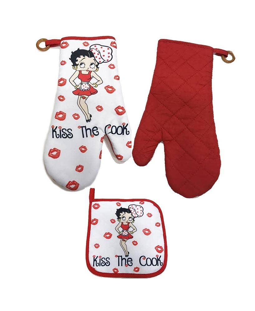 MID-SOUTH PRODUCTS - Vente Gants de cuisine/maniques - Ensemble de gants de cuisine Betty Boop avec manique - Kiss the Cook