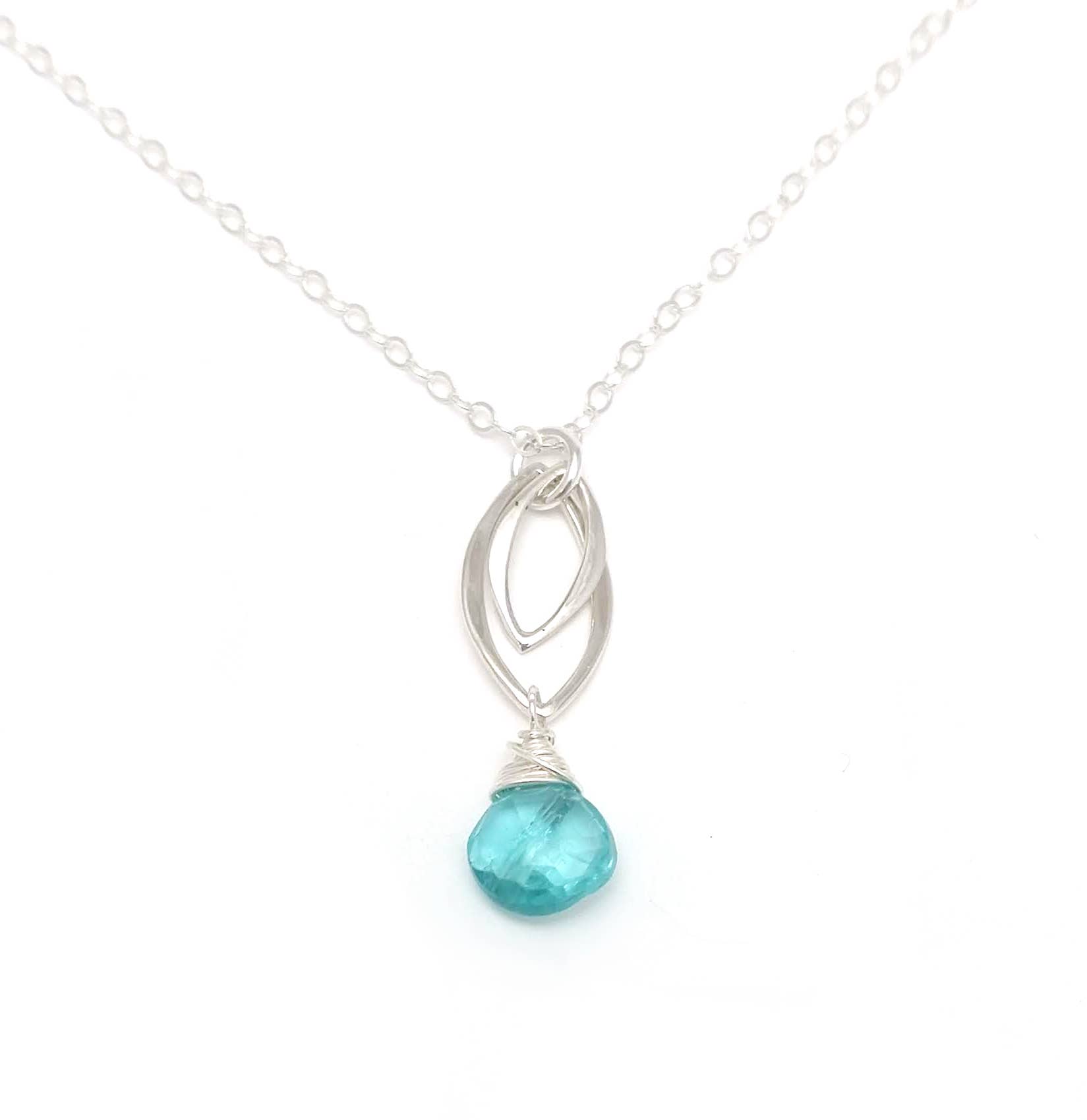 Soasa Designs - Wholesale Pendant/Charm Necklace - Apatite & Sterling Silver Marquise Necklace0
