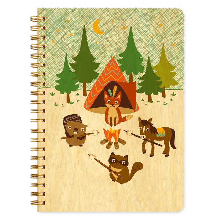 Camping Critters Wood Journal for wholesale by Night Owl Paper Goods