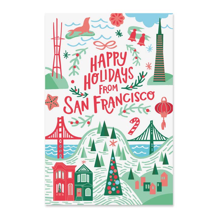Paper Parasol Press - Wholesale Postcard Set - San Francisco Holiday Postcard Set