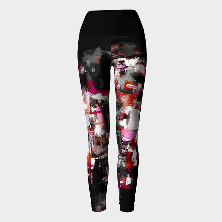 Black and Gray Geometric Leggings for wholesale by EmBellish Active