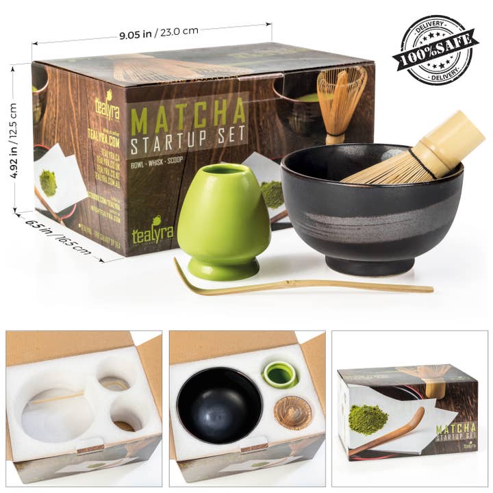 TEALYRA / LUXBE - Wholesale Bowl - Matcha Tea Startup Gift Set - Black Japanese Bowl