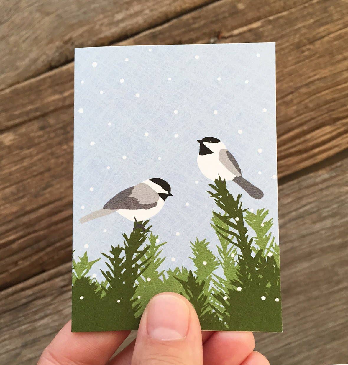 Modern Printed Matter - Wholesale Season's Greetings Card - Chickadees Folded Enclosure1