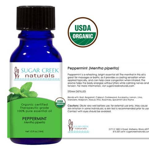 Pepparmynta eterisk olja - ekologisk 15ml för wholesale av Sugar Creek Naturals