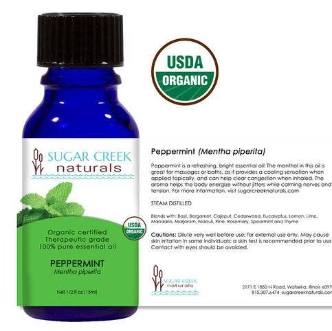 Pepparmynta eterisk olja - ekologisk 15ml för wholesale av Sugar Creek Naturals