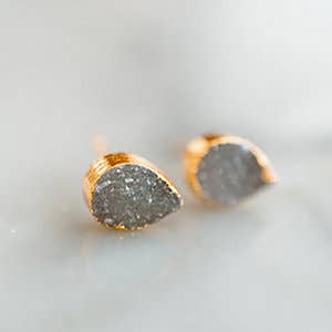 Druzy Teardrop Medium Studs for wholesale by Leslie Francesca Designs