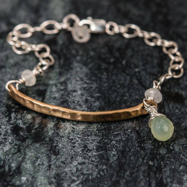 Gemma - Sterling Silver/Gemstone/Bronze Bracelet for wholesale by Felicity Jewelry Designs