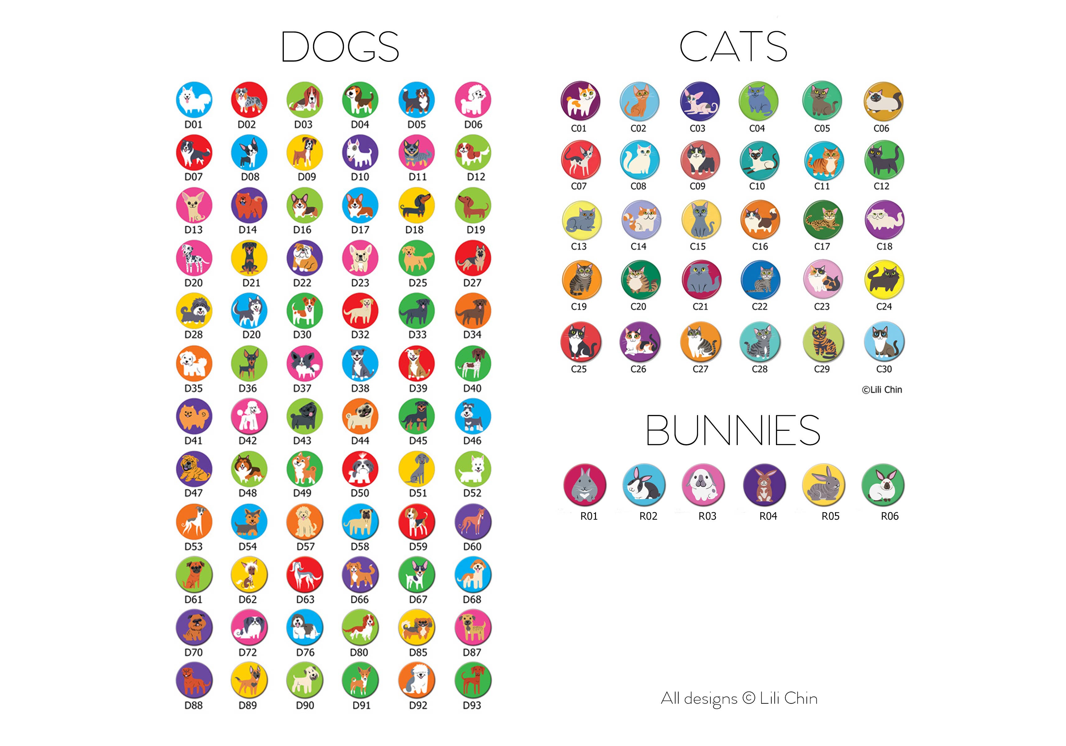 Lili Chin Art - Venta al por mayor Botón/prendedor - 30 botones para perros0