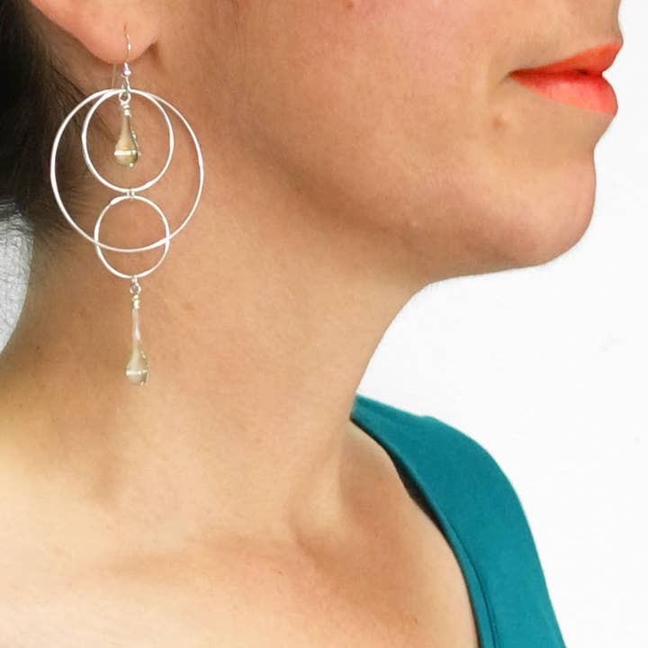 Sundrop Jewelry - Venta al por mayor Pendientes colgantes - Pendientes de movimiento orbital, tamaño grande