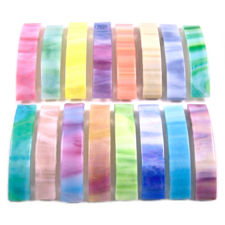 Glass Town USA - Vendita all'ingrosso Fermaglio per capelli - Donna - Mollette in vetro colorato pastello vortici colore grande dimensione