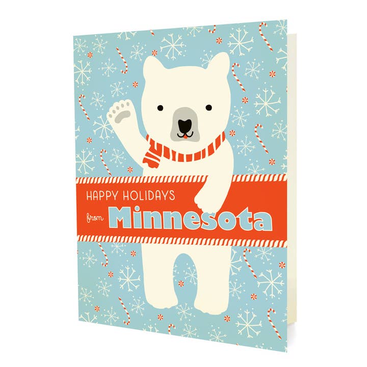 Polar Minnesota Holiday Cards - Box of 10 for wholesale by Night Owl Paper Goods