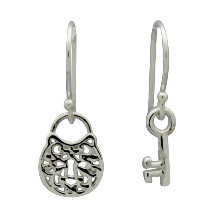 Brinco de chave e medalhão por atacado de Indigo Sterling Silver