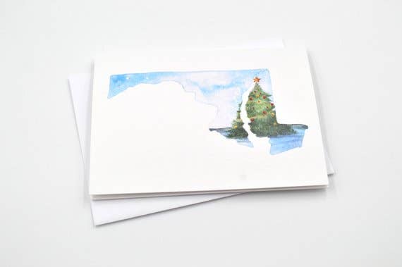 Rachel Alvarez Art - Wholesale Christmas Card - Maryland Christmas Watercolor Notecard Set2