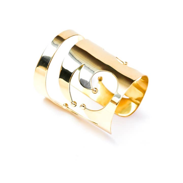 Brass cutout wearable art bracelet adjustable Cuff for wholesale by Bisjoux