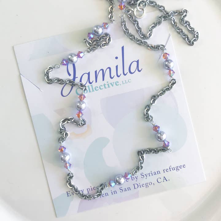 Sara Station Necklace - Lavender Pearl for wholesale by Jamila Collective, LLC