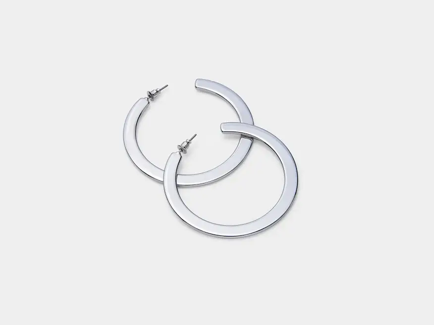 Gemmed - Wholesale Hoop Earrings - Large Flat Hoop1