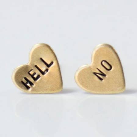 Hell No, Heart Earrings for wholesale by Grey Theory Mill