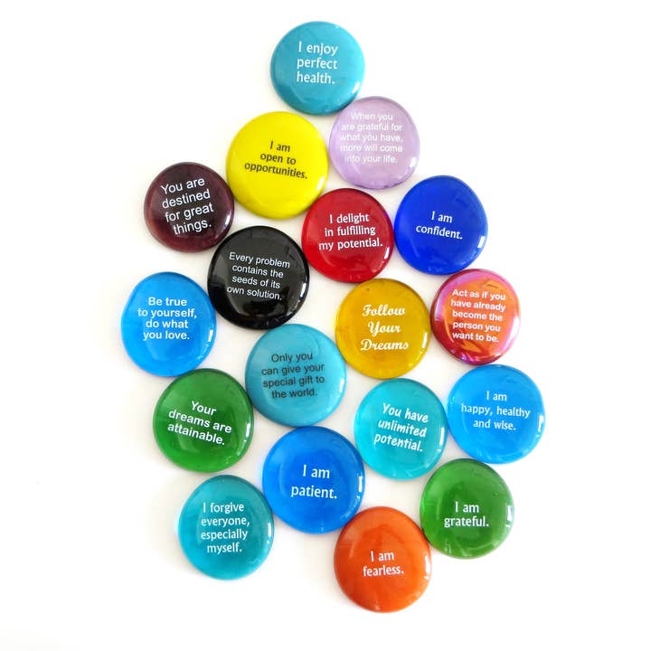 Lifeforce Glass, Inc. - Wholesale Spiritual Stone/Crystal - Affirmation and Destiny Glass Word Stone Combo Pack, 50 each7