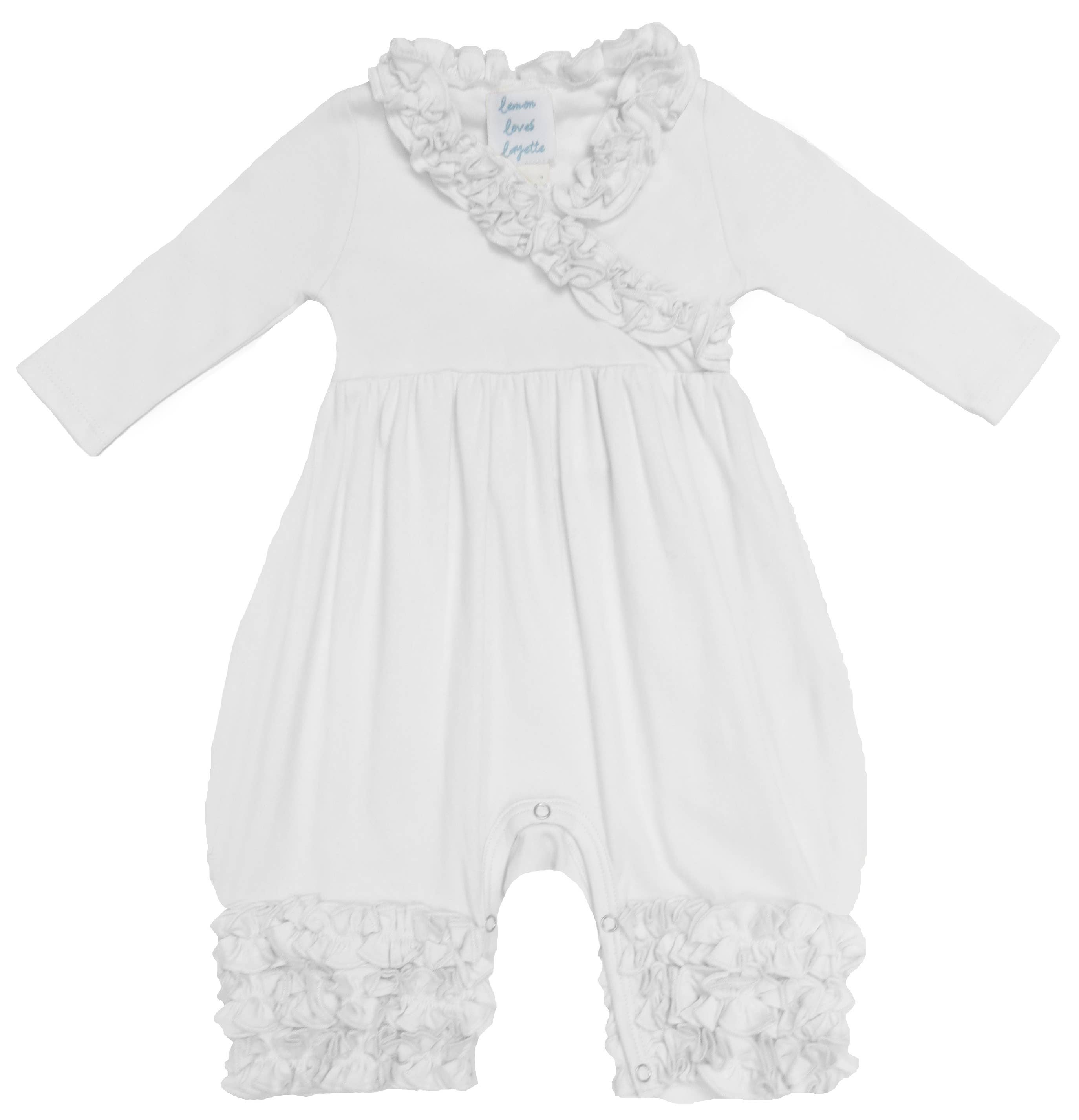 Lemon Loves Lime - Wholesale Jumpsuit - Baby - LAYETTE BASIC-White Olivia Romper0