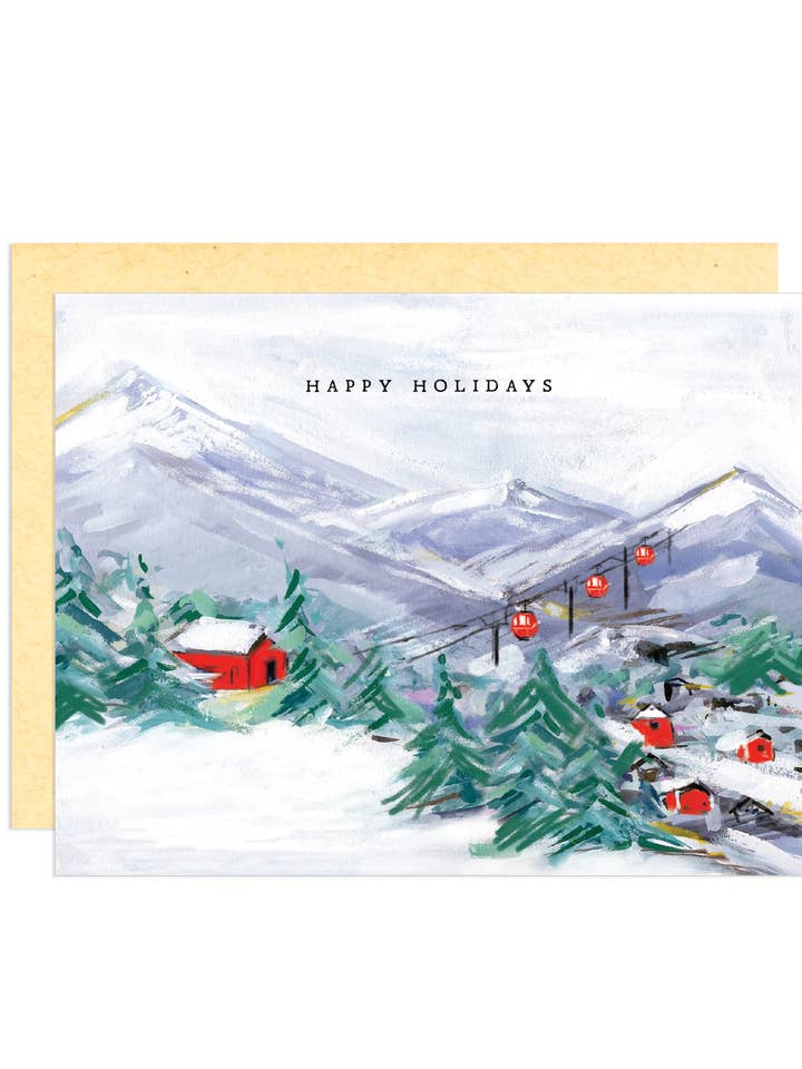 Tarjeta de felicitación Happy Holidays Snowy Mountains, juego de 8 para venta al por mayor de Darling Lemon
