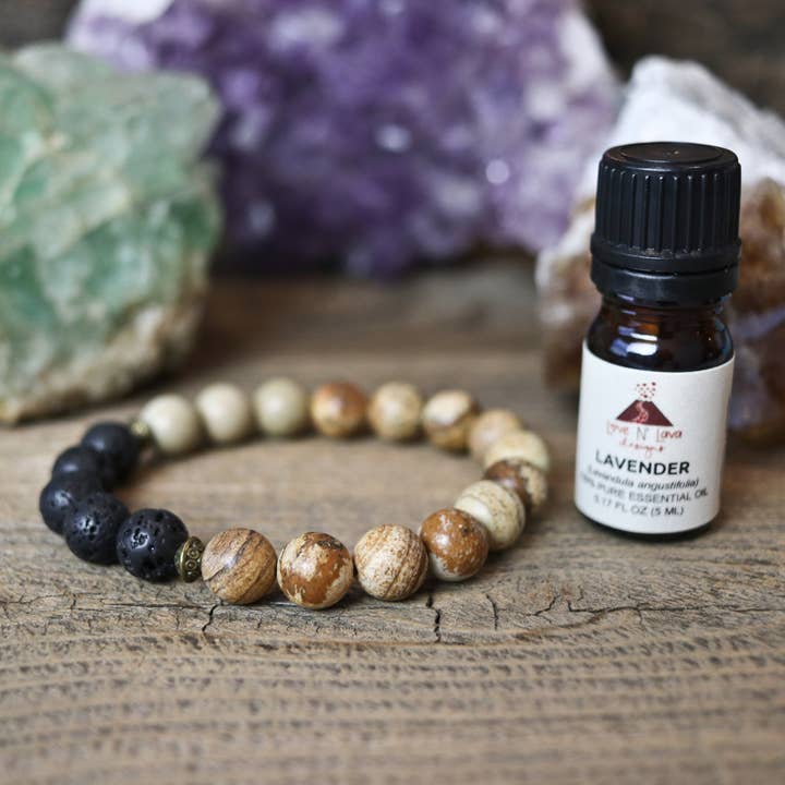 Love N’ Lava Designs – wholesale Aromatherapy bracelet – Men's Picture Jasper Essential Oil Diffuser Bracelet