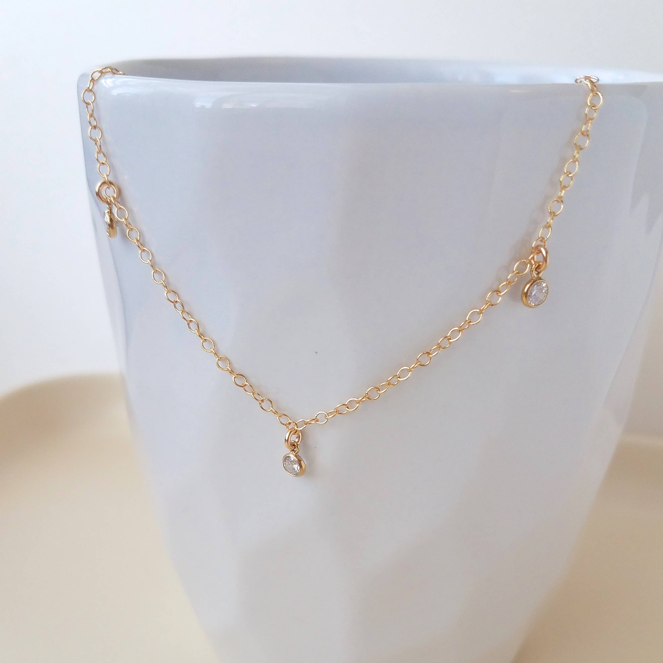 MissElenious Jewelry - Wholesale Pendant/Charm Necklace - Cubic Zirconia Shaker Necklace - White3