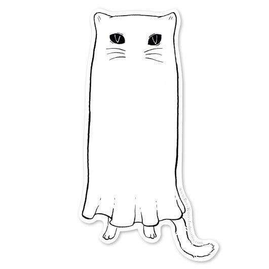 Flydende spøgelseskatt vinylklistermærke for engroshandel hos Bee's Knees Industries