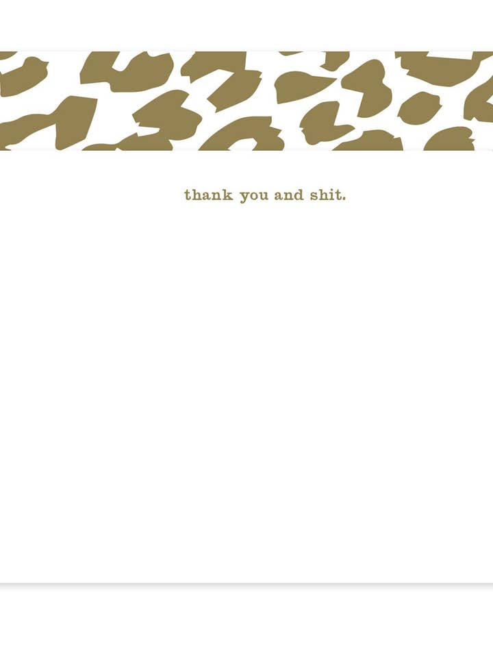 Thank You and Shit Flat Notecard Set, set of 8 for wholesale by Tiramisu Paperie