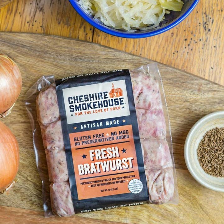 Bratwurst frais pour la vente par Cheshire Pork