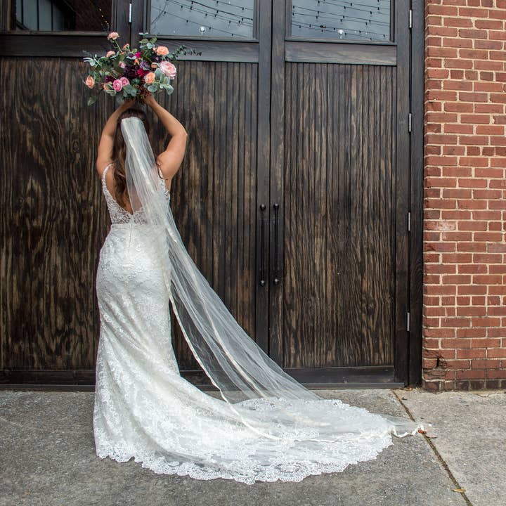 Over the Moon Bridal - Wholesale Veil - Women's - 108" Cathedral Wedding Veil Ribbon Edge