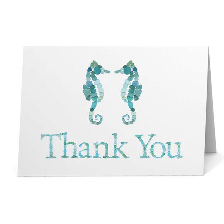 Carte de remerciement pour hippocampes de mer pour la vente par Beachcombing / Etched by the Sea