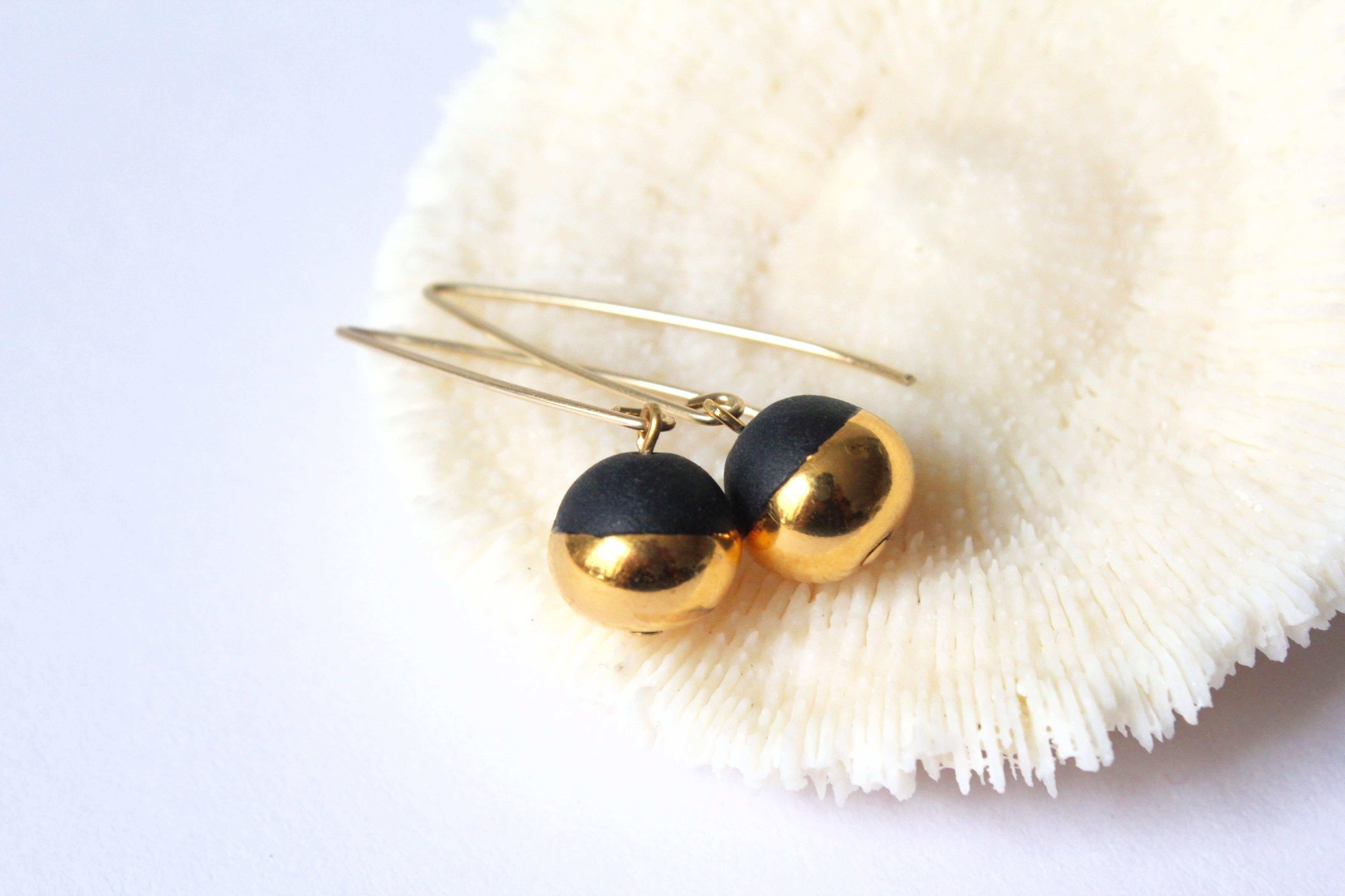 Mier Luo - Wholesale Dangle Earrings - Gold Dipped Pearl Earrings