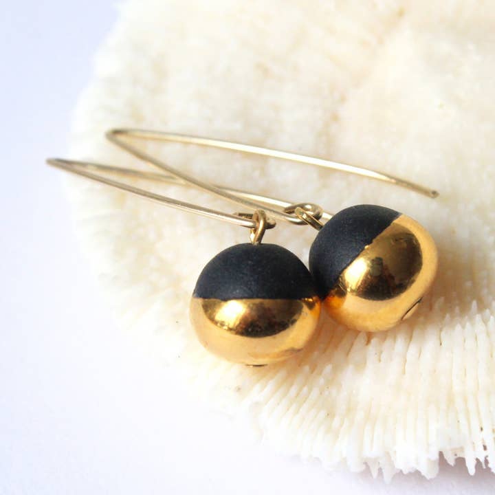 Gold Dipped Pearl Earrings for wholesale by Mier Luo