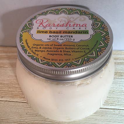 8oz Lime Basil Mandarin Body Butters for wholesale by Karishma Body Care