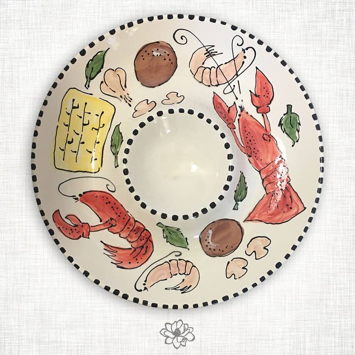 Magnolia Creative Co. - Wholesale Dinner Plate - Crawfish Chip and Dip